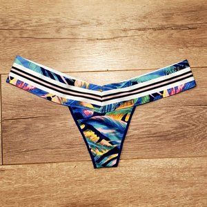 VS Pink Multicolor/Tropical-print Thong Size Small